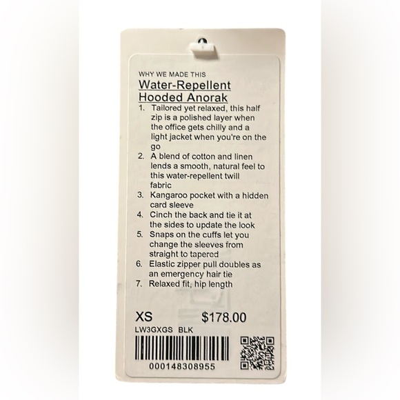 Lululemon - Water-Repellent Hooded Anorak - Black - Picture 8 of 8